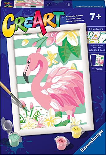 Ravensburger CreArt Fenicottero, Kit Pittura con Numeri per Bambini 7+