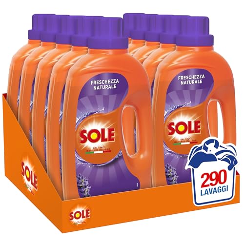 Sole Detersivo Lavatrice Liquido Freschezza Naturale 290 Lavaggi, Formula Igienizzante