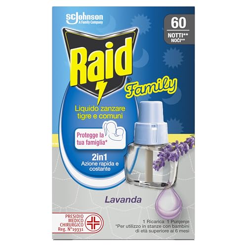 Raid Family Ricarica Antizanzare Lavanda 36ml 60 Notti