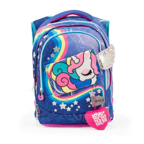 GO POP Zaino Unicorn Estensibile Round Bambine 3 Scomparti