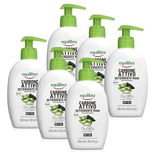 Equilibra Carbone Attivo Detergente Mani Detox, 6 Pezzi