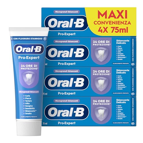 Oral-B Pro-Expert Sbiancante Delicato Dentifricio Menta Verde, 4x75ml