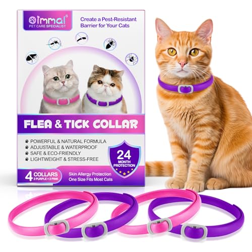 Collare Antiparassitario per Gatti 4 Pezzi, Impermeabile, 48 cm
