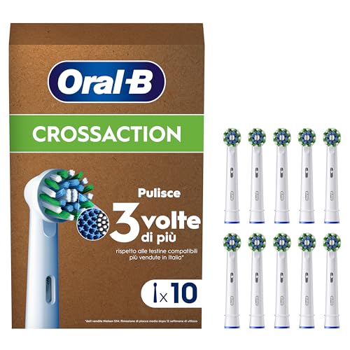 Oral-B Cross Action Testine di Ricambio per Spazzolino Elettrico, Confezione da 10