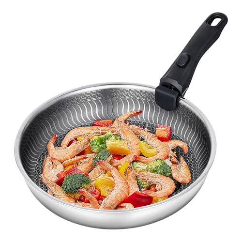 AMZCHEF Padella Induzione 28 cm in Acciaio Inox con Manico Staccabile