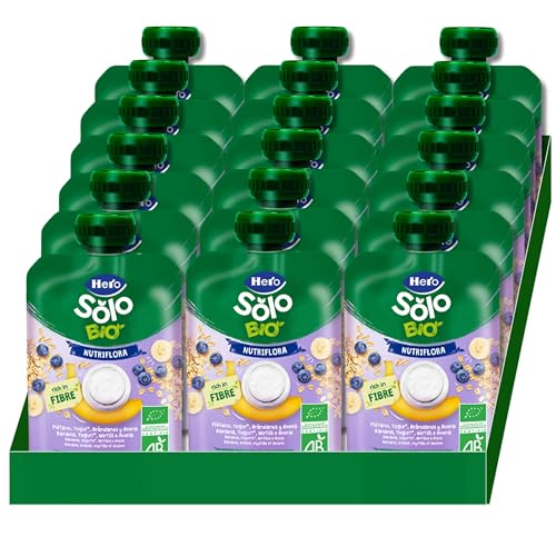 Hero Solo Bio Frutta e Yogurt Nutri Flora Purea Mirtillo Avena Banana 18x100g