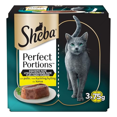 Sheba Perfect Portions Paté con Pollo, 8 Confezioni da 3x75g