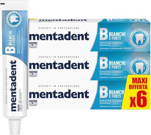 Mentadent Dentifricio Bianchi e Forti con Zinco, 6x75ml