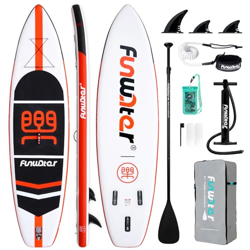 FunWater SUP Gonfiabile Stand Up Paddle Board Adulti con Accessori Pompa Pagaia 3 Pinne