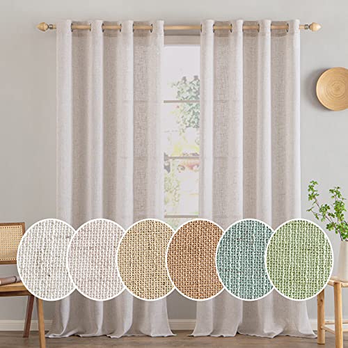 MIULEE Lino Tende Finestre con Occhielli Tenda a Pannello Traslucido Tende Moderne a Vela Trasparente Adatte per Porte Balcone Soggiorno Camera da Letto 2 Pezzo Set