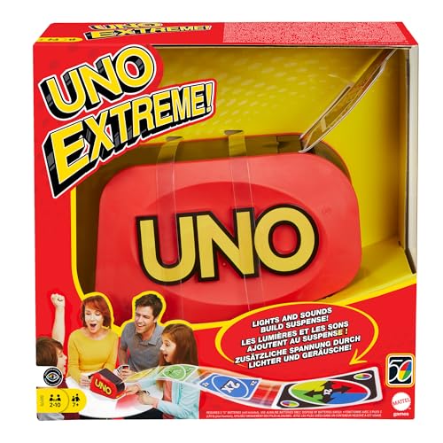 Mattel Games UNO Extreme Gioco Carte con Spara Luci Suoni 112 Carte