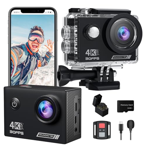 Yolansin Action Cam 4K 30FPS con Fotocamera 20MP e Custodia Impermeabile 40M