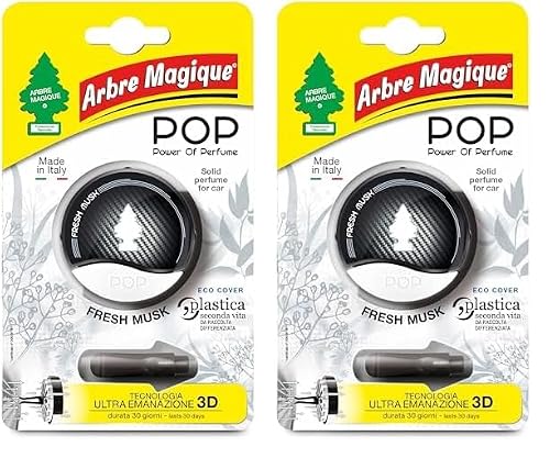 Arbre Magique POP Profumatore Auto Solido Fragranza Fresh Musk, Confezione da 2