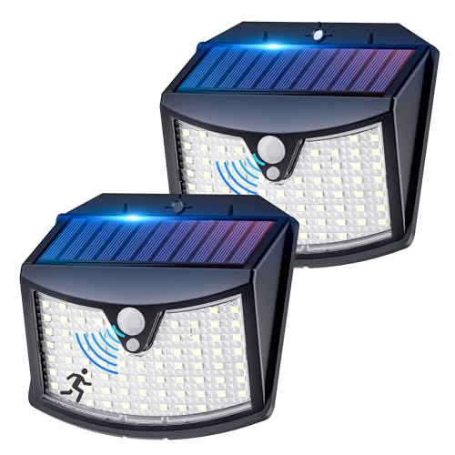 Giliwosy Luce Solare Led Esterno, 3 Modos IP65 Impermeabile Faretto LED da Esterno con Sensore di Movimento, Lampada Solare da Esterno per Giardino, Parete, Garage (