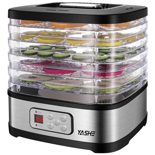 YASHE Essiccatore Alimentare, 5 Vassoi, 35-70°C, Timer 72h, 240W