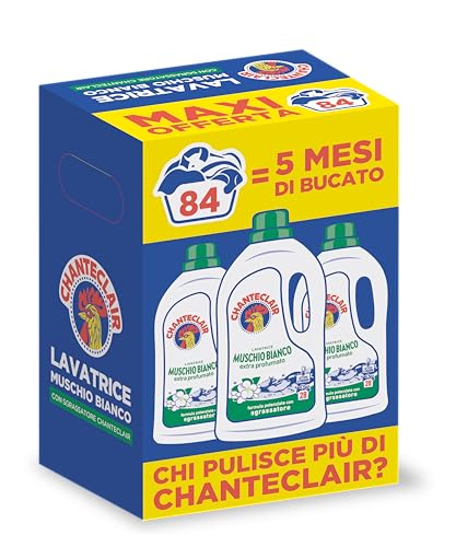 Chanteclair Detersivo Lavatrice Concentrato Profumo Muschio Bianco, 3 Flaconi da 1260ml