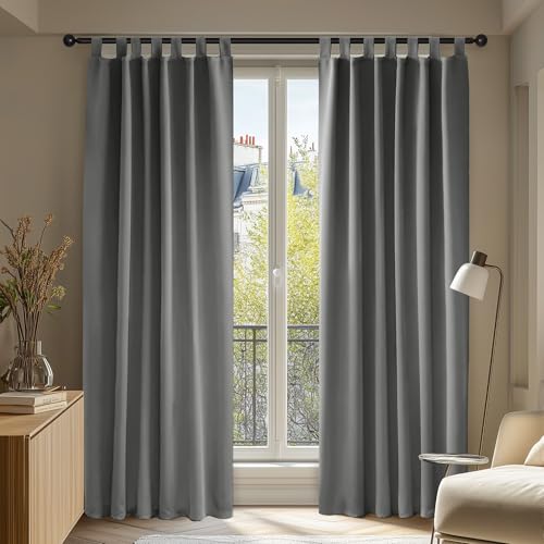 Deconovo Tende Oscuranti 2 Pezzi 140x260 cm, Grigio Chiaro