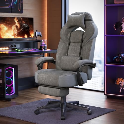 SONGMICS Sedia Gaming Ergonomica con Poggiapiedi e Poggiatesta Regolabile