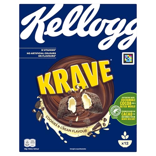 Kellogg's Krave Cookies & Cream Cereali per la Colazione, 375g