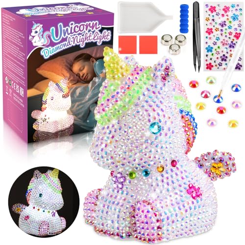 HappyGoLucky Unicorno Kit Lavoretti Creativi 4D Diamond Painting con Luce Notturna