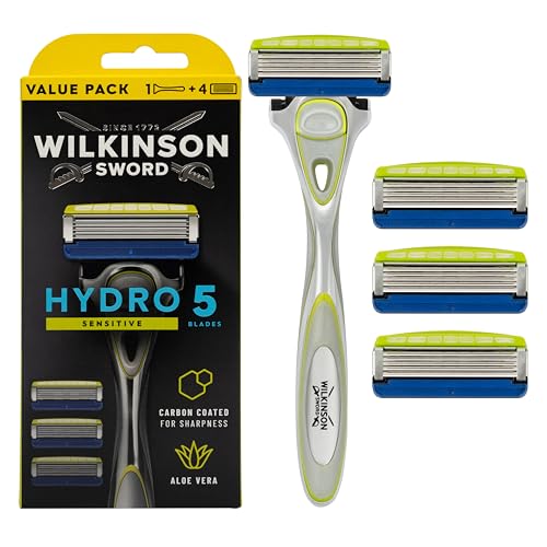 Wilkinson Sword Hydro5 Skin Protection Sensitive Rasoio con 1 Manico e 4 Lame di Ricarica