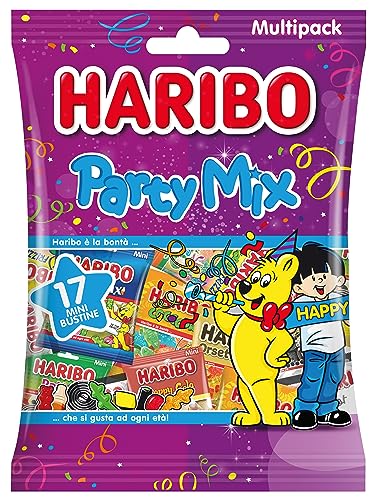 Haribo Party Mix, 17 Mini Bustine, Caramelle Gommose, Gusto Frutta, Ideali per una Festa di Compleanno - 740gr