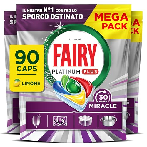 Fairy Pastiglie Lavastoviglie 30 Minuti Miracle Limone, 90 Capsule