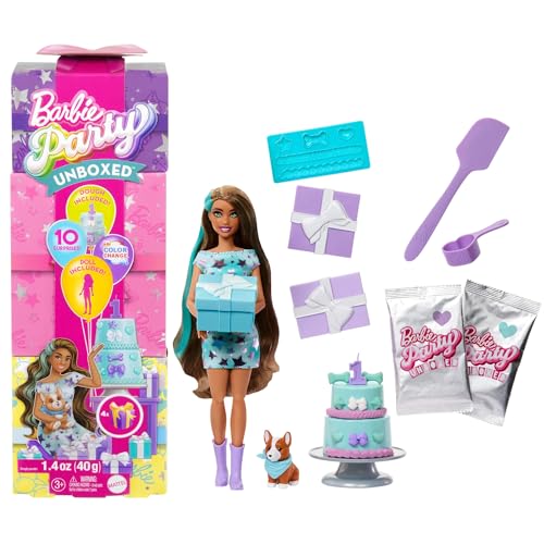 Barbie Party Surprise Party Stars bambola 10 accessori sorpresa effetto cambia colore