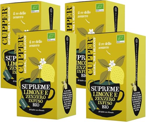 CUPPER Infuso Biologico Limone e Zenzero, Tisana Digestiva, 80 Bustine
