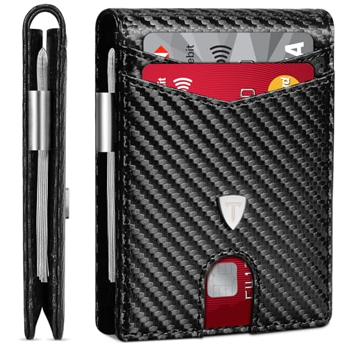 TEEHON Portafoglio Uomo RFID Carbonio Slim 12 Carte