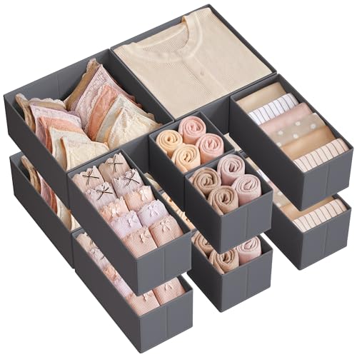 SONGMICS Divisore per Cassetti, Set di 12, Organizzatore Pieghevole in TNT Grigio Ardesia