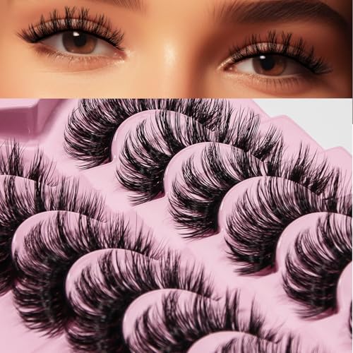 AKARABEAUTYLASHES Ciglia Finte Naturali 7 Paia Russian Volume Ciglia Strip Artificiale(Russian-R0