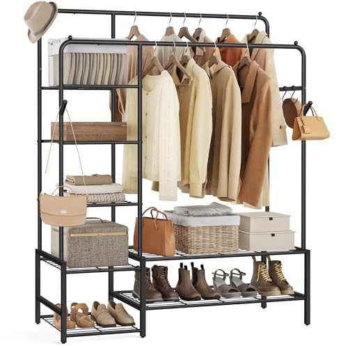 SONGMICS Stand Appendiabiti Guardaroba Aperto con 7 Ripiani