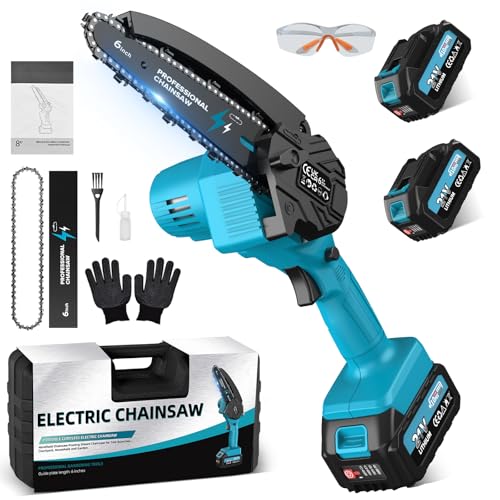 Mini Motosega a Batteria 6 Pollici con 2 Batterie 4000mAh