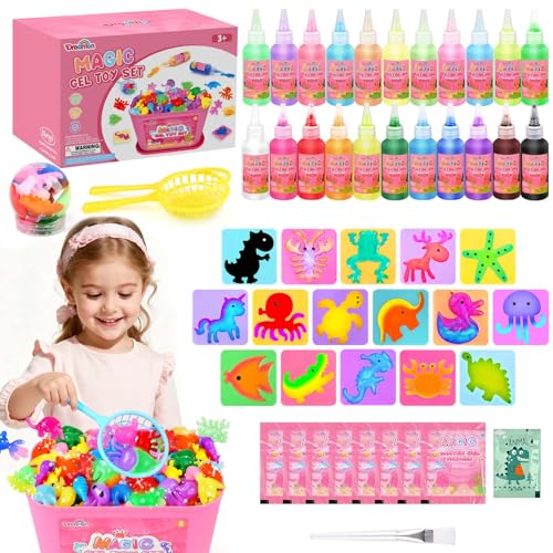 Dreamon Aqua Gelz Set 3D 53 Pezzi, Magic Jelly Rosa con 22 Gel e 16 Formine