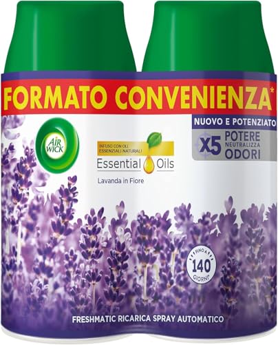 Airwick Freshmatic Profumatore Ambienti Spray Automatico Lavanda in Fiore, 2x250 ml