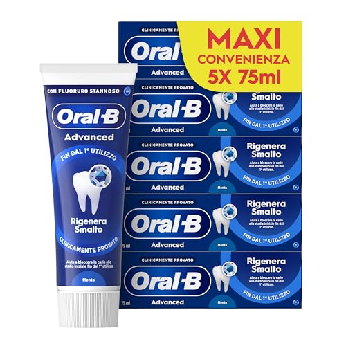 Oral-B Advanced Rigenera Smalto Dentifricio Menta Piperita e Eucalipto, 5x75ml