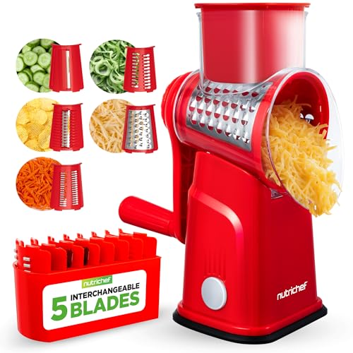 NutriChef Mandolina per Verdure 5 in 1 e Grattugia Formaggio
