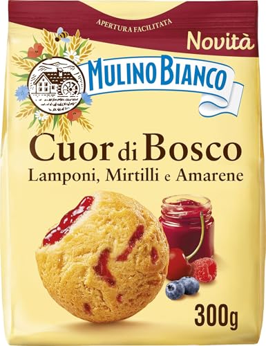 Mulino Bianco Biscotti Frollini Cuor di Bosco con Lamponi, Mirtilli e Amarene, 300g