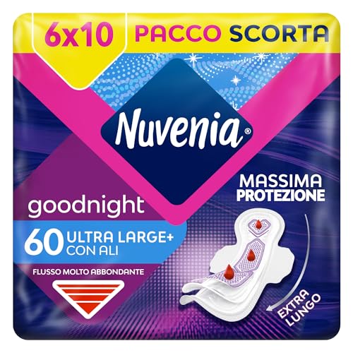 NUVENIA Ultra Notte Ali Assorbenti Flussi Abbondanti, 60 Pezzi