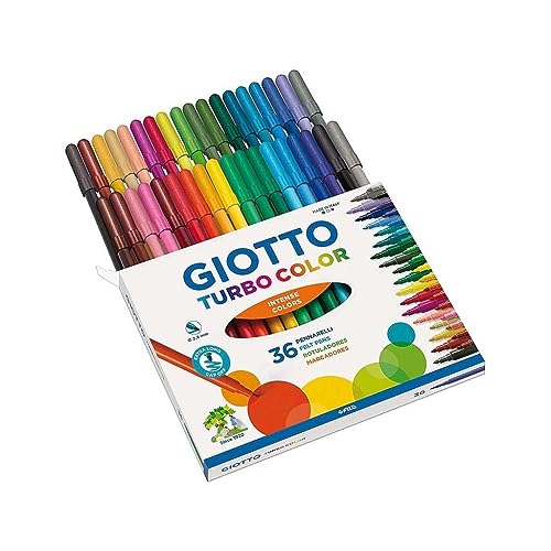 Giotto Turbo Color - Astuccio da 36 Pennarelli a Punta Fine, 2.8mm, Colori Intensi da