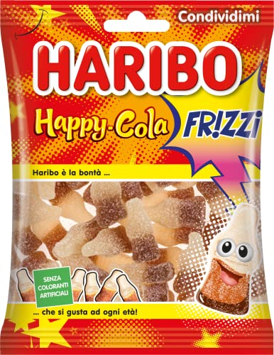 Haribo Happy Cola Frizzi, Caramelle Gommose Frizzanti, Gusto Cola