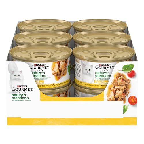 Gourmet Nature's Creations Cibo Umido Gatto Adulti Filettini Pollo Spinaci Pomodori 12x85g