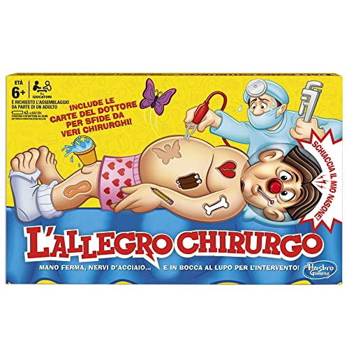 Hasbro Gaming L'Allegro Chirurgo Gioco da Tavolo da Dottore con Carte e Parti Anatomiche