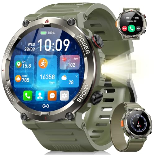 Blackview Smartwatch Uomo, Orologio Intelligente Fitness con Chiamate Bluetooth,1.45" Militari Smart Watch Tracker 100+ Modalità Sportive
