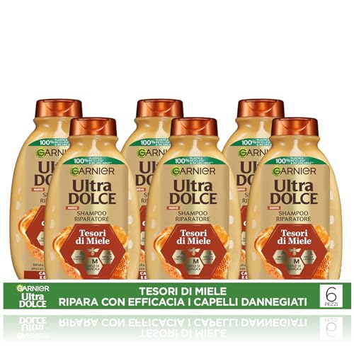Garnier Ultra Dolce Tesori di Miele Shampoo Riparatore, 6x300ml