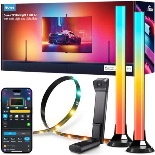 Govee TV Backlight 3 Lite per TV 55-65 Pollici, LED RGBICW con Camera
