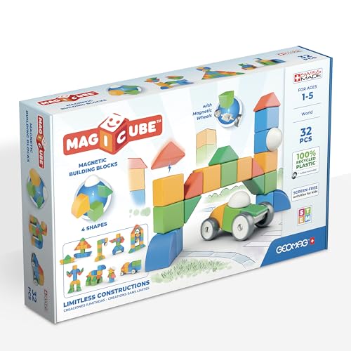 Geomag Magicube 1+ Shapes Blocchi Magnetici per Bambini, 32 Cubi