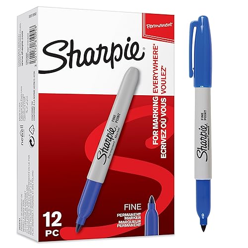 Sharpie Pennarelli Indelebili Punta Fine Blu 12 Pezzi