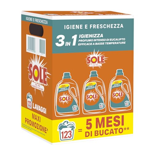 Sole Detersivo Lavatrice Igiene e Freschezza, 123 Lavaggi